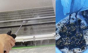 高圧洗浄機で汚れを取り除く