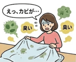 ①乾燥不足でカビ・臭いが発生した
