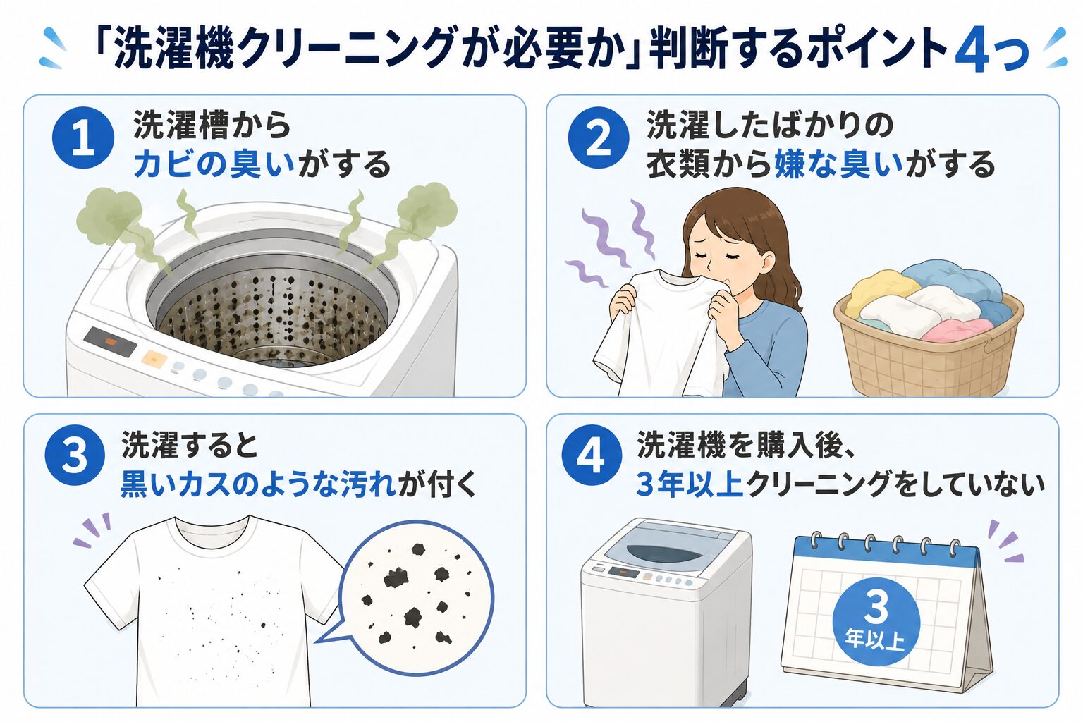 「洗濯機クリーニングが必要か」を判断するポイント4つ
