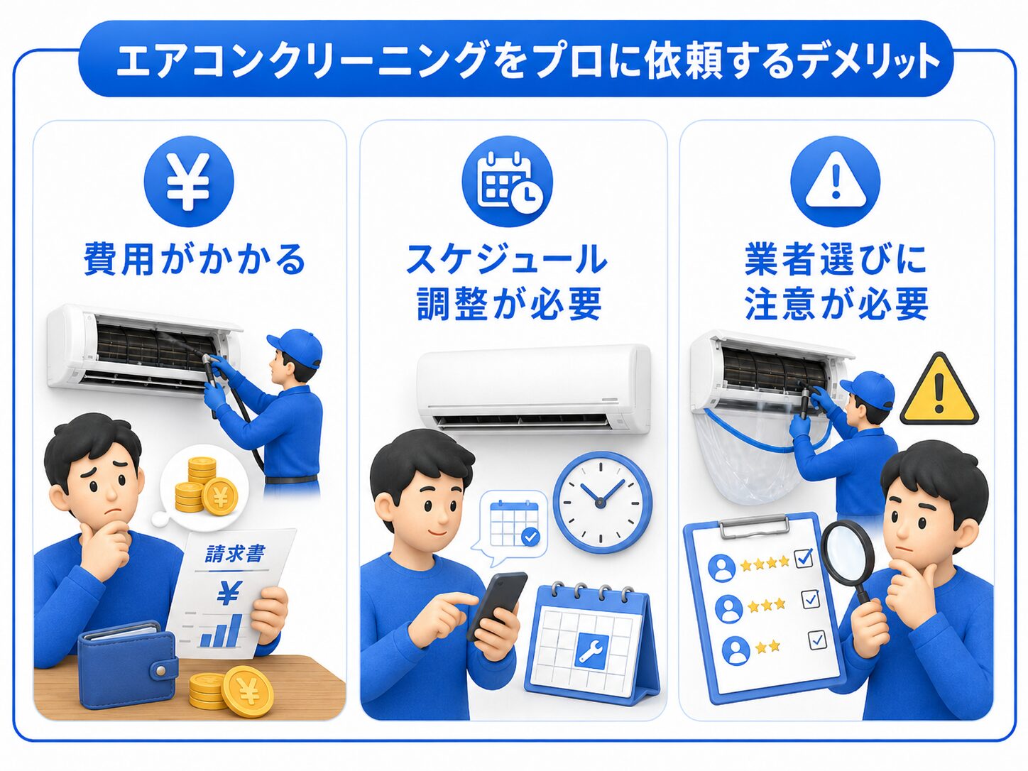 プロにエアコンクリーニングを依頼するデメリット