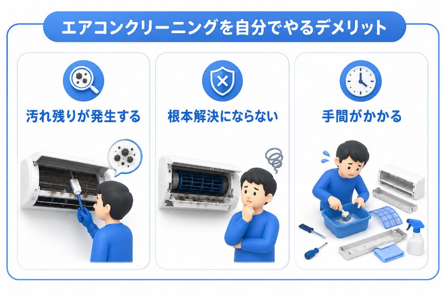 自分でエアコンクリーニングをするデメリット