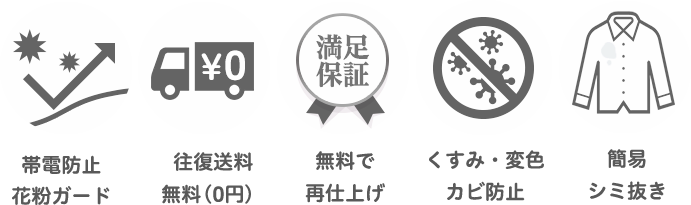 花粉ガード・送料無料・無料で再仕上げ・くすみ変色カビ防止・簡易シミ抜き