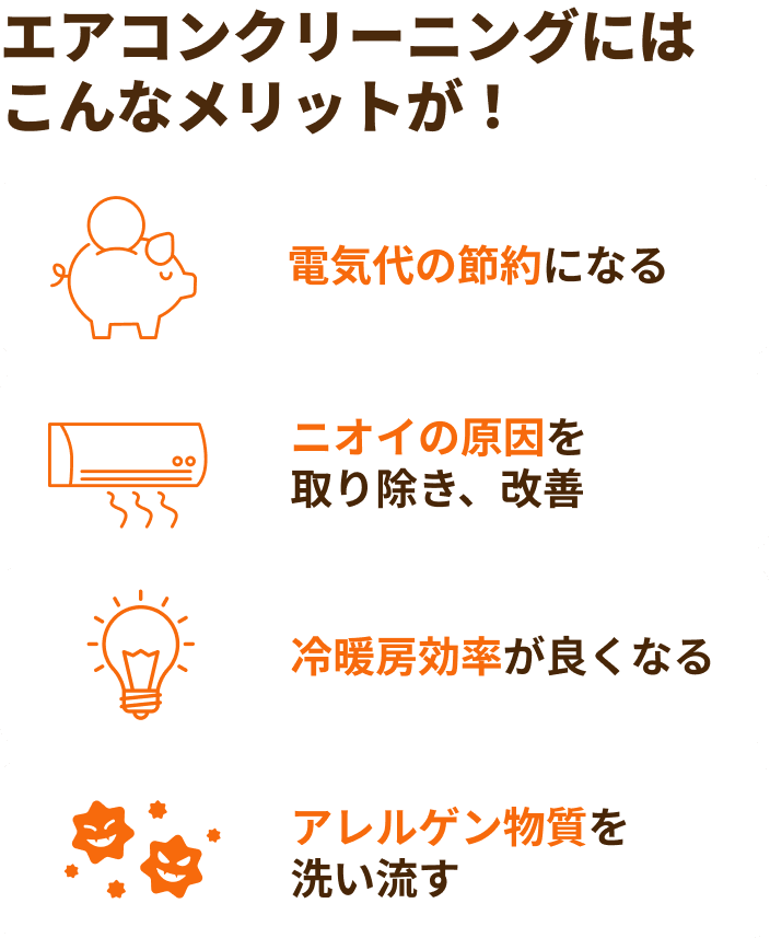 エアコンクリーニングには、こんなメリットが！