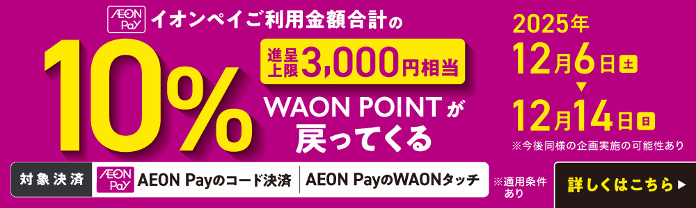 イオンペイご利用金額合計の10％　WAON POINTが戻ってくる