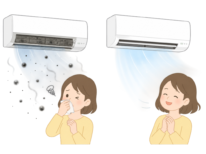 クリーニング前のエアコン