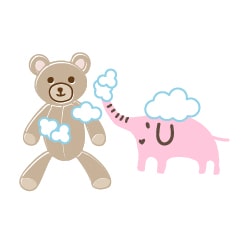 ぬいぐるみを1点ずつ手洗い