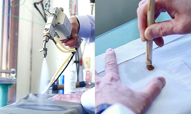 通常は簡易シミ抜き、プレミアムは特殊技術シミ抜き付き